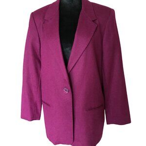 Sag Harbor 100% Wool Blazer: Vintage 70s Plum Jacket Magenta Women’s Size 16